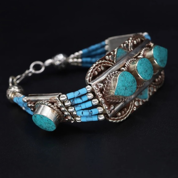 Tibetan silver gemstone ethnic bracelets - Picture 12 of 16